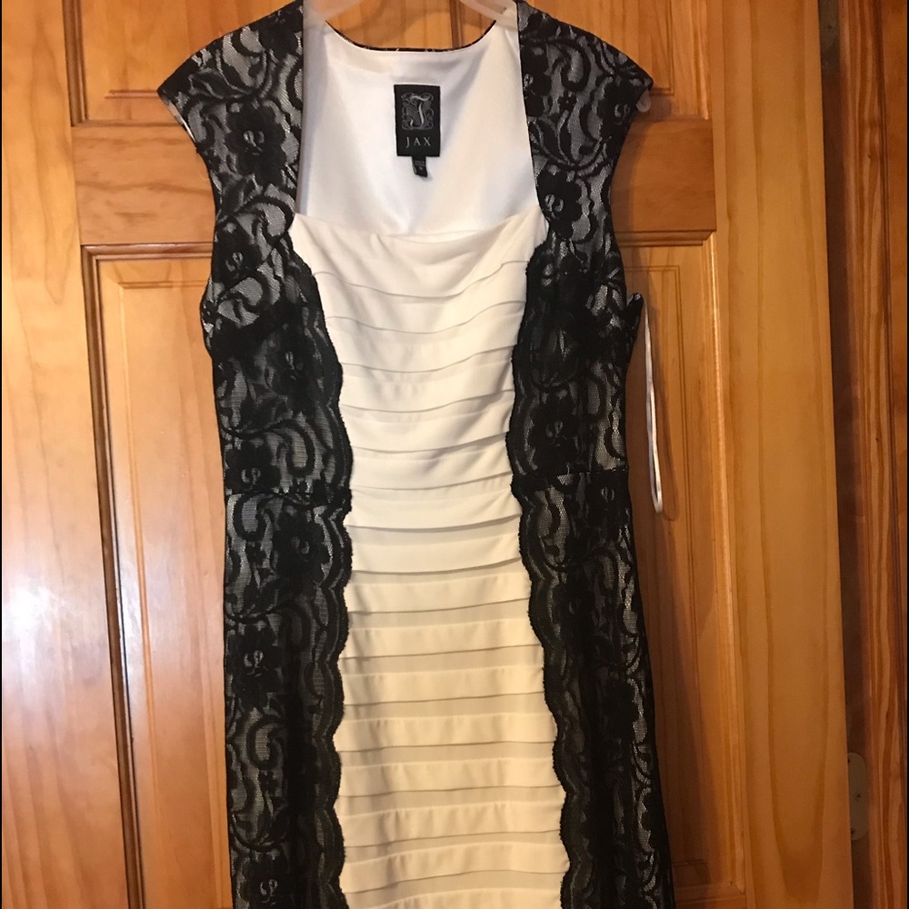 Ivory & black lace formal dress